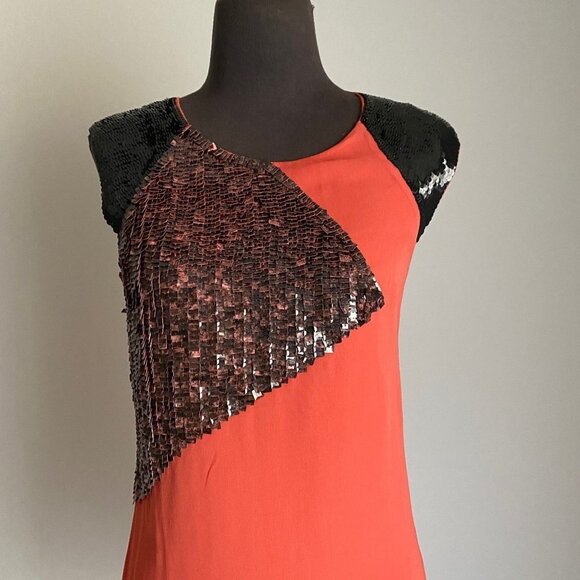 FRENCH Connection sz 0 sleeveless sequin shift mini mod party dress - Picture 7 of 10